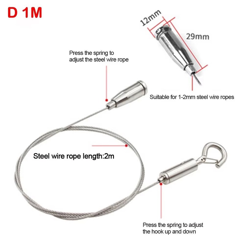 Adjustable Stainless Steel Suspension Wire Rope Lanyard Kit 1666ft Retractable Locking Cable 13