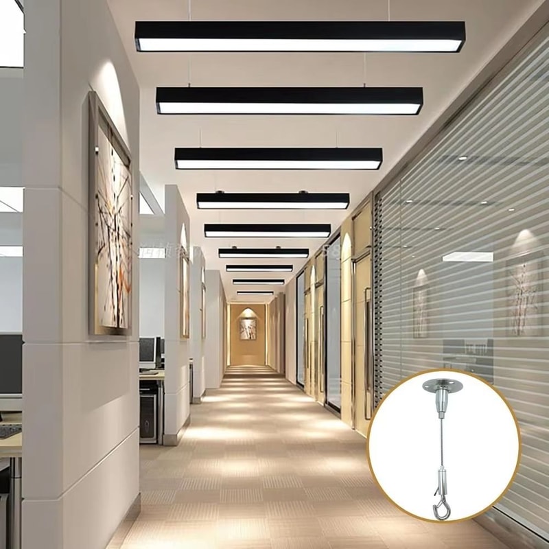 Adjustable Stainless Steel Suspension Wire Rope Lanyard Kit 1666ft Retractable Locking Cable 4