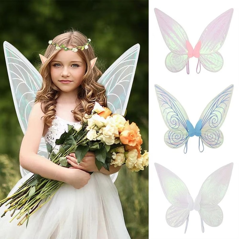Sparkling Fairy Costume Wings For Kids Adults Halloween Party DressUp 0