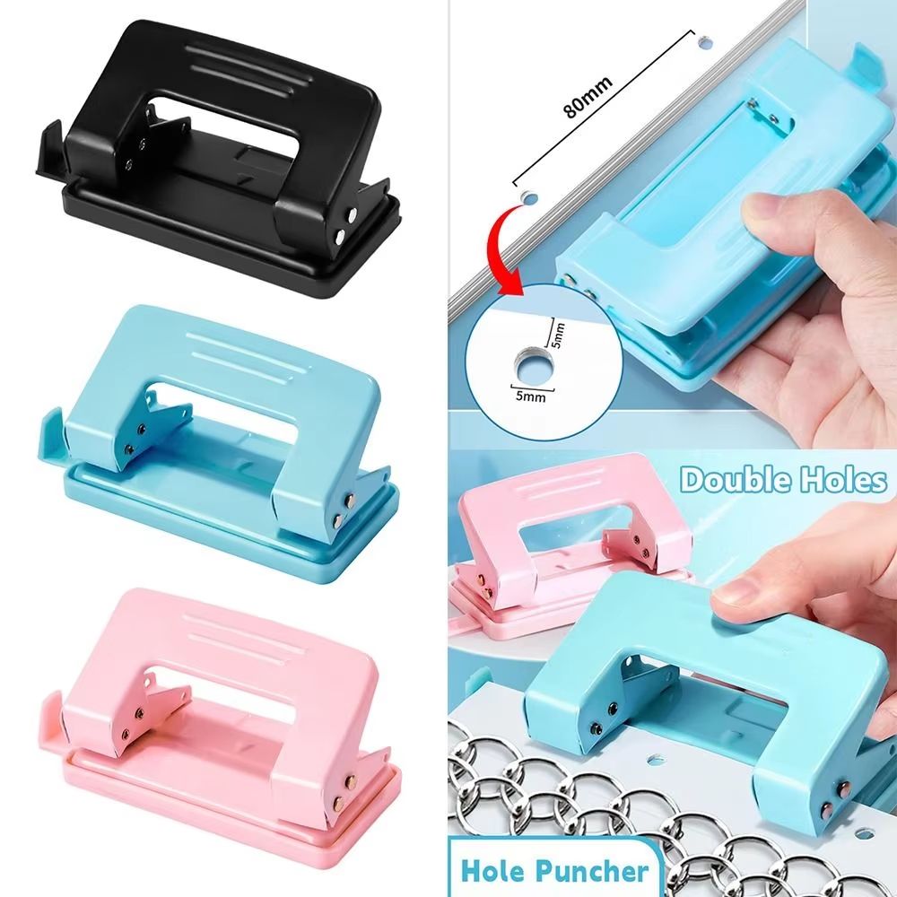 Metal DoubleHole Punch Tool Rotary Binding Cutter For DIY Crafts Office 1