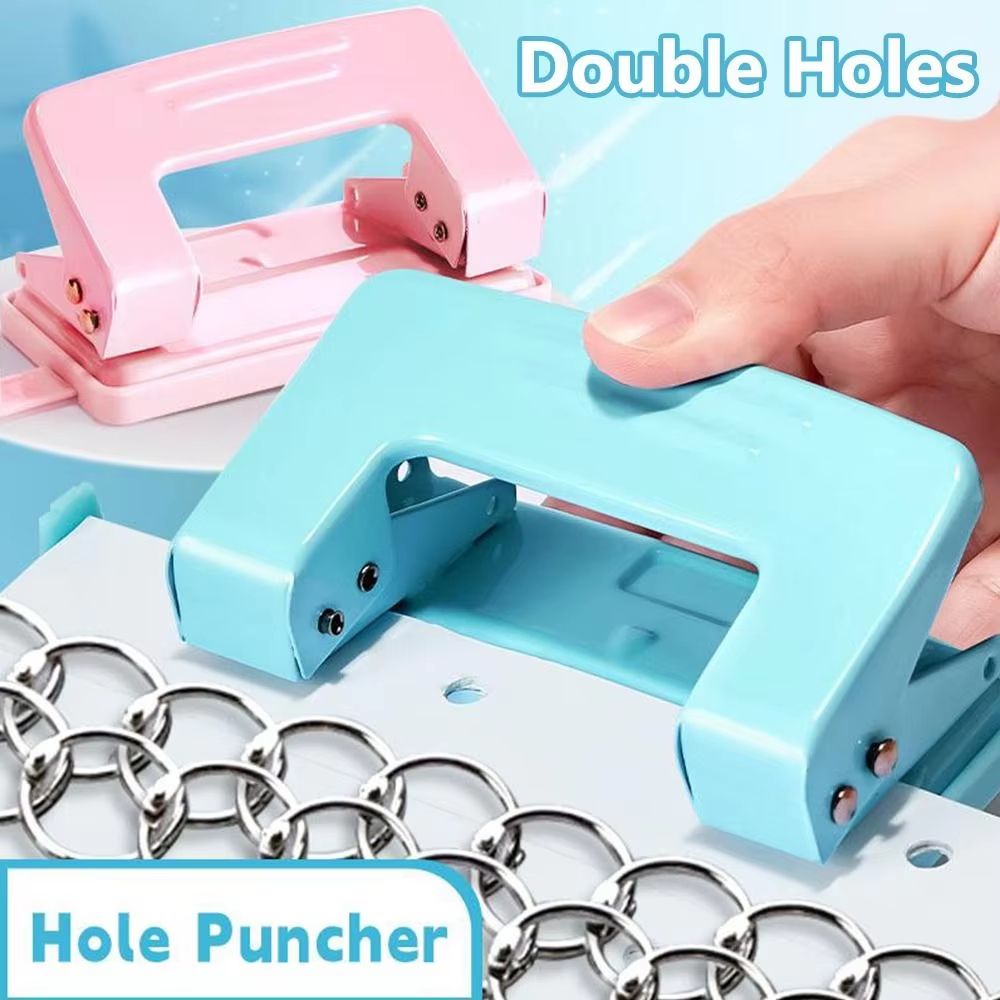Metal DoubleHole Punch Tool Rotary Binding Cutter For DIY Crafts Office 2