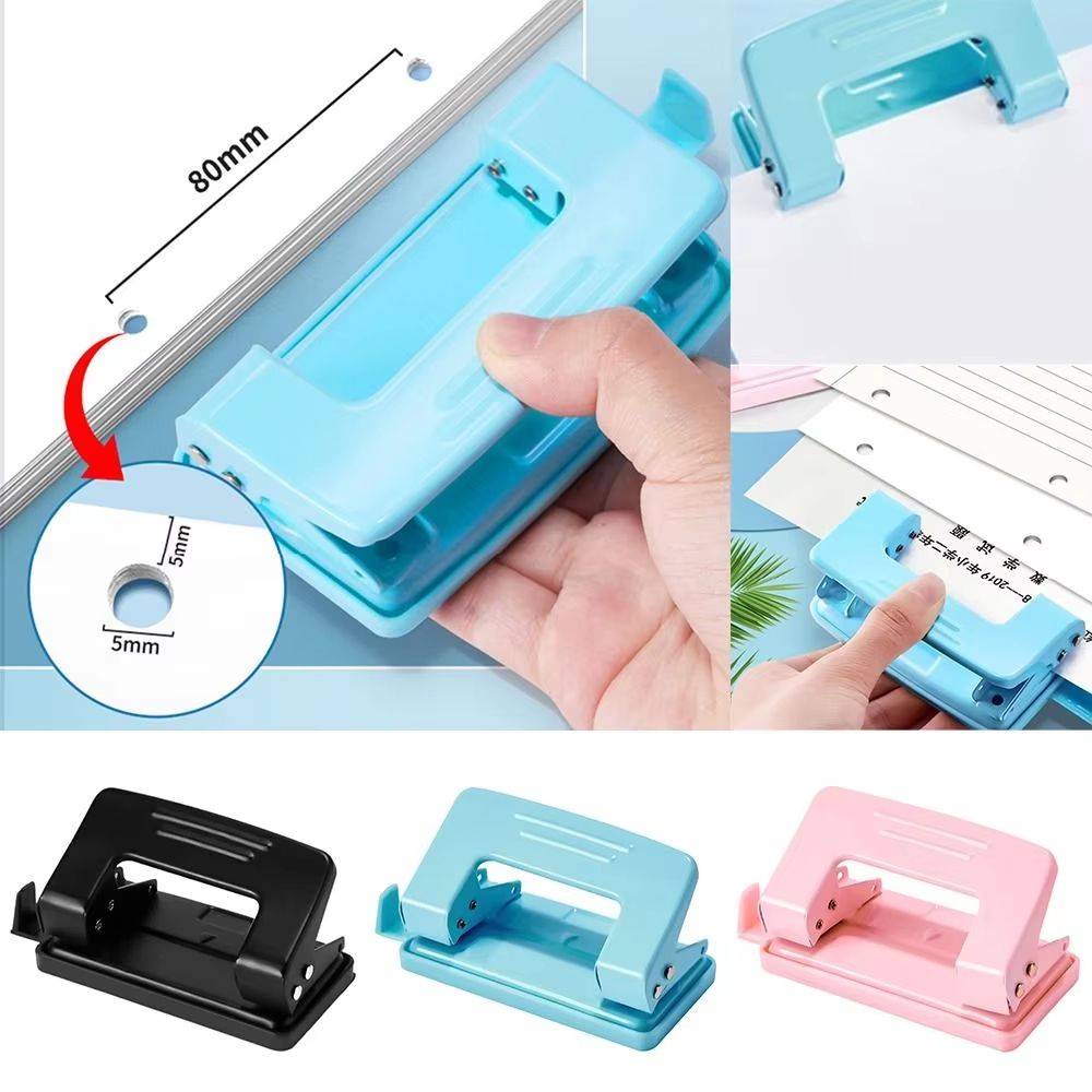 Metal DoubleHole Punch Tool Rotary Binding Cutter For DIY Crafts Office 3