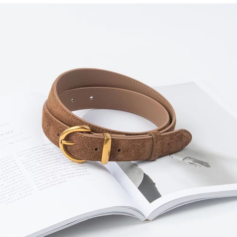 Genuine Leather Suede Womens Belt With Alloy Pin Buckle Retro Luxury Design 2