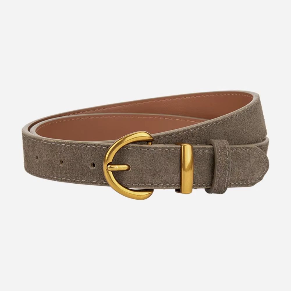 Genuine Leather Suede Womens Belt With Alloy Pin Buckle Retro Luxury Design 6