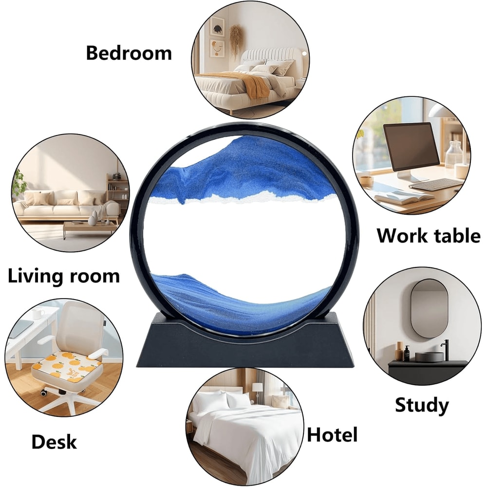 3D Moving Sand Art Picture Round Glass Deep Sea Sandscape Hourglass Quicksand Craft For Office Hom 4