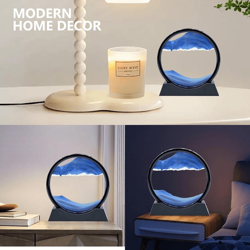 3D Moving Sand Art Picture Round Glass Deep Sea Sandscape Hourglass Quicksand Craft For Office Hom 2