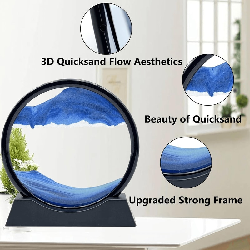 3D Moving Sand Art Picture Round Glass Deep Sea Sandscape Hourglass Quicksand Craft For Office Hom 1