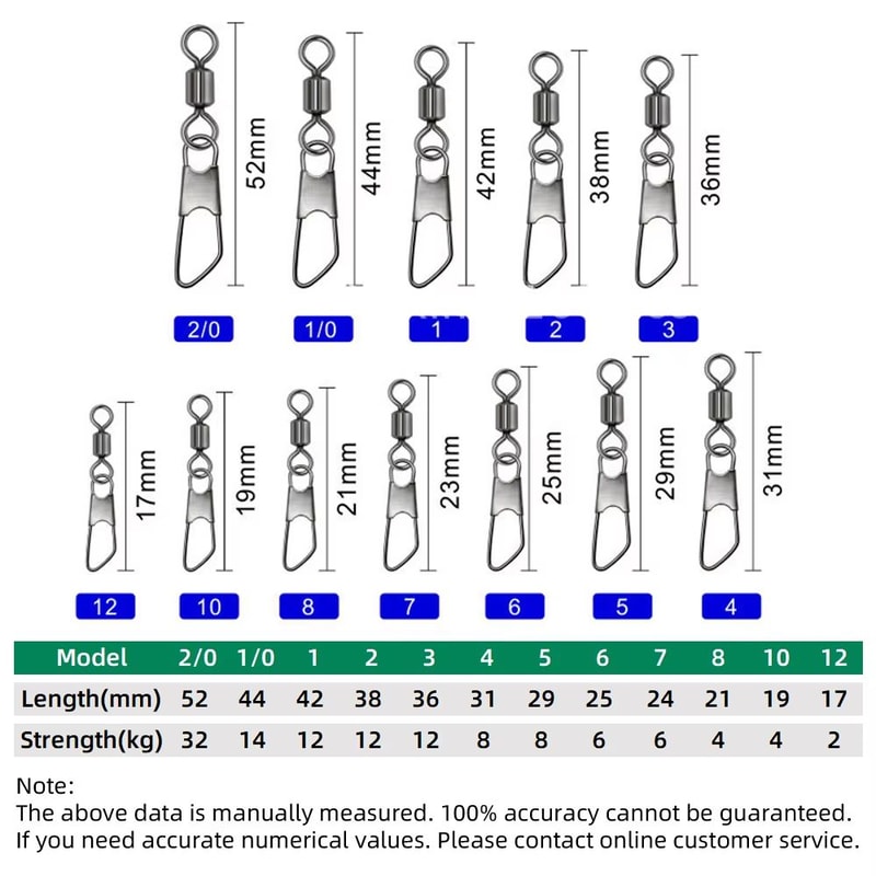 Premium 100Piece Stainless Steel AType Pin Fishing Swivel Connectors Set 1