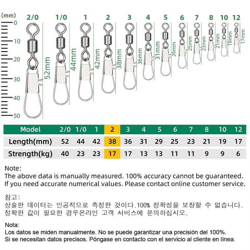 Stainless Steel Fishing Rolling Swivels With Interlock Snap 50Pack 9