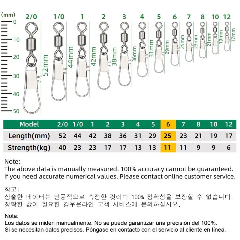 Stainless Steel Fishing Rolling Swivels With Interlock Snap 50Pack 13