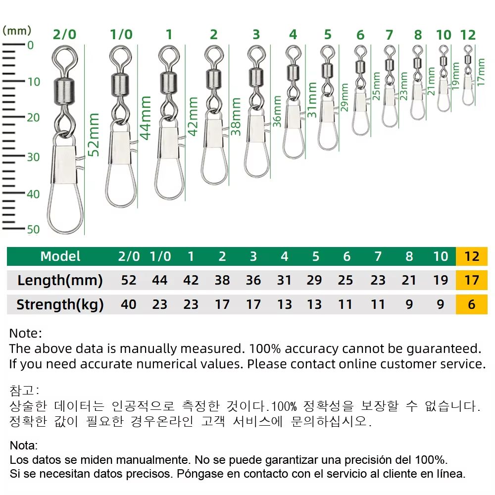 Stainless Steel Fishing Rolling Swivels With Interlock Snap 50Pack 17
