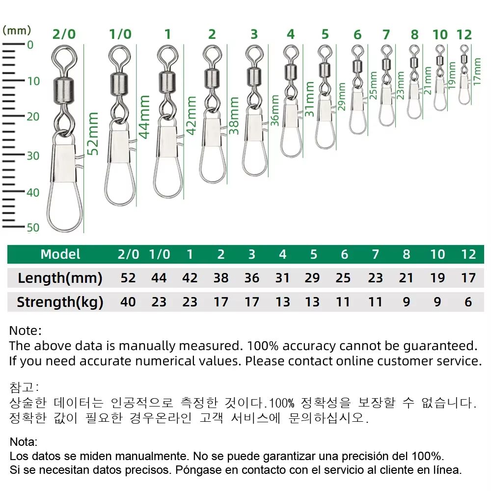 Stainless Steel Fishing Rolling Swivels With Interlock Snap 50Pack 1