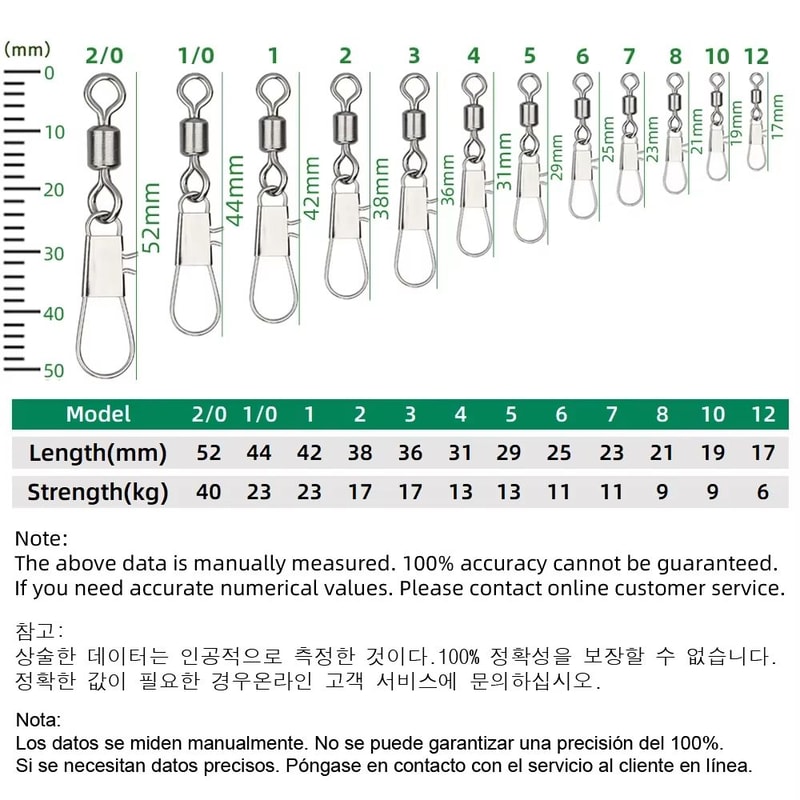 Stainless Steel Fishing Rolling Swivels With Interlock Snap 50Pack 1