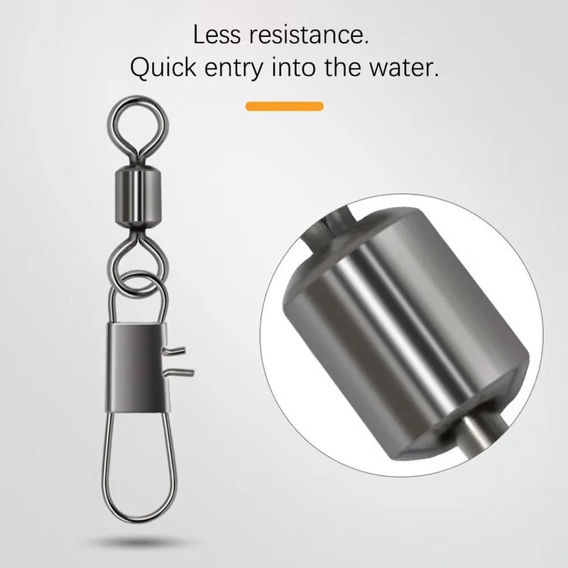 Stainless Steel Fishing Rolling Swivels With Interlock Snap 50Pack 2