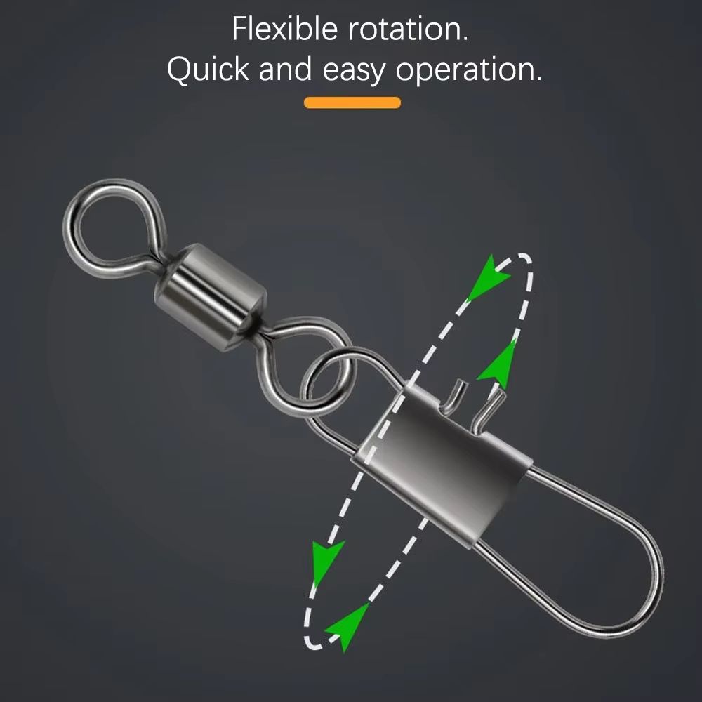 Stainless Steel Fishing Rolling Swivels With Interlock Snap 50Pack 3