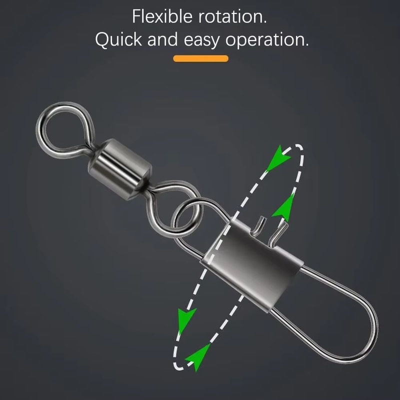 Stainless Steel Fishing Rolling Swivels With Interlock Snap 50Pack 3