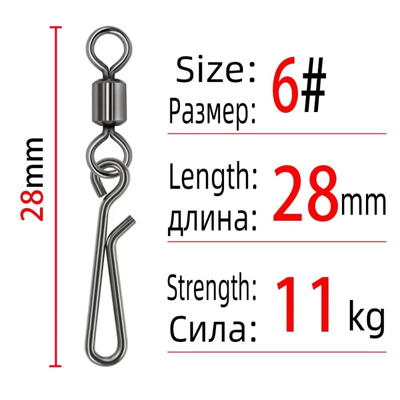 Saltwater Fishing Rolling Swivels With Barrel Snap Connectors 1050pcs 9