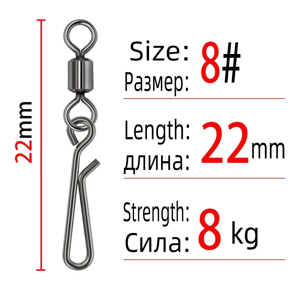 Saltwater Fishing Rolling Swivels With Barrel Snap Connectors 1050pcs 10