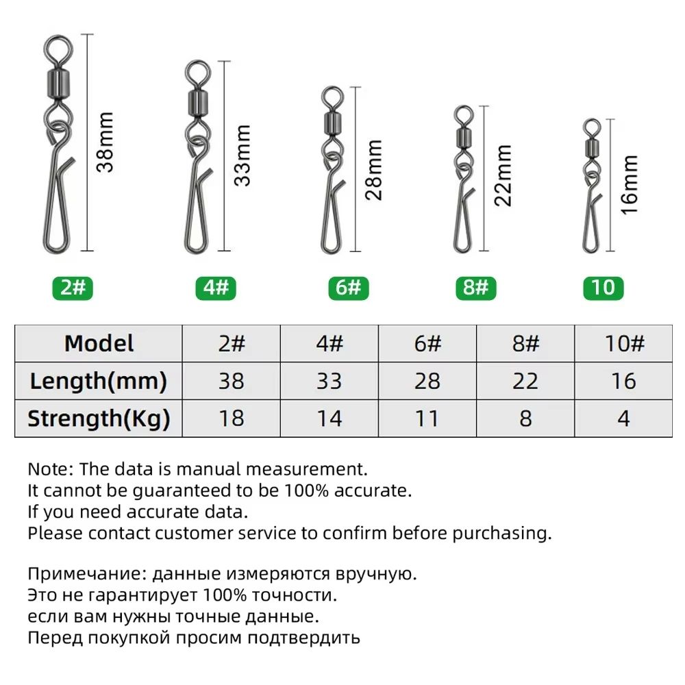 Saltwater Fishing Rolling Swivels With Barrel Snap Connectors 1050pcs 1
