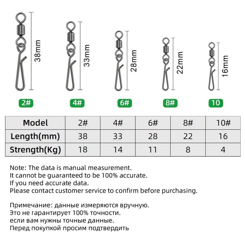 Saltwater Fishing Rolling Swivels With Barrel Snap Connectors 1050pcs 1