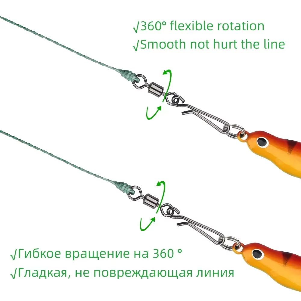 Saltwater Fishing Rolling Swivels With Barrel Snap Connectors 1050pcs 3