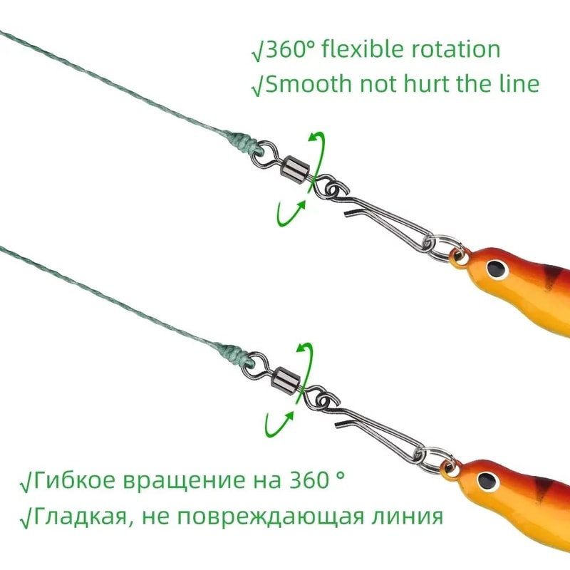 Saltwater Fishing Rolling Swivels With Barrel Snap Connectors 1050pcs 3