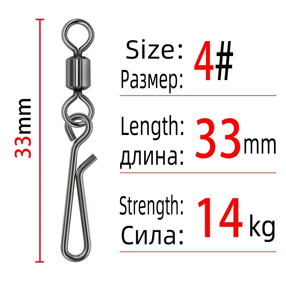 Saltwater Fishing Rolling Swivels With Barrel Snap Connectors 1050pcs 8