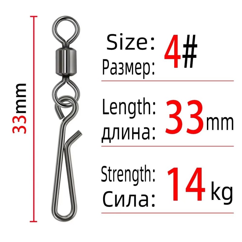 Saltwater Fishing Rolling Swivels With Barrel Snap Connectors 1050pcs 8