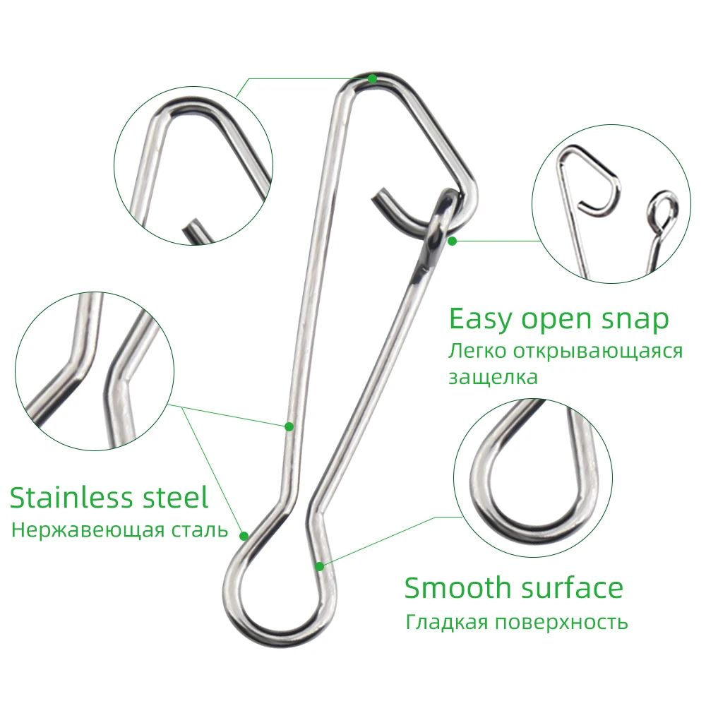 50Piece Stainless Steel Fast Lock Fishing Snap Swivel Connector Set 4