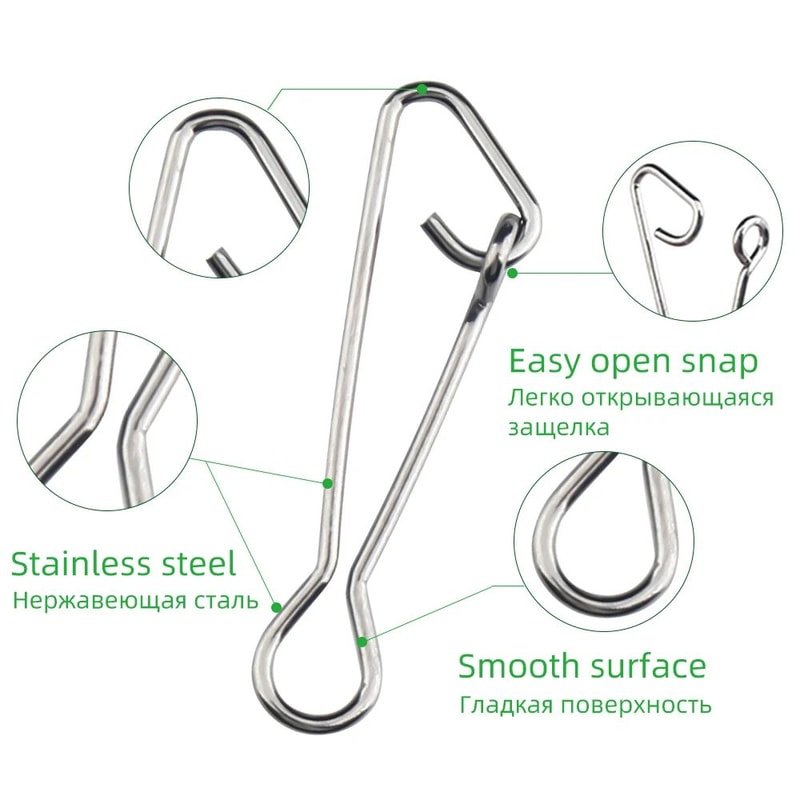 50Piece Stainless Steel Fast Lock Fishing Snap Swivel Connector Set 4