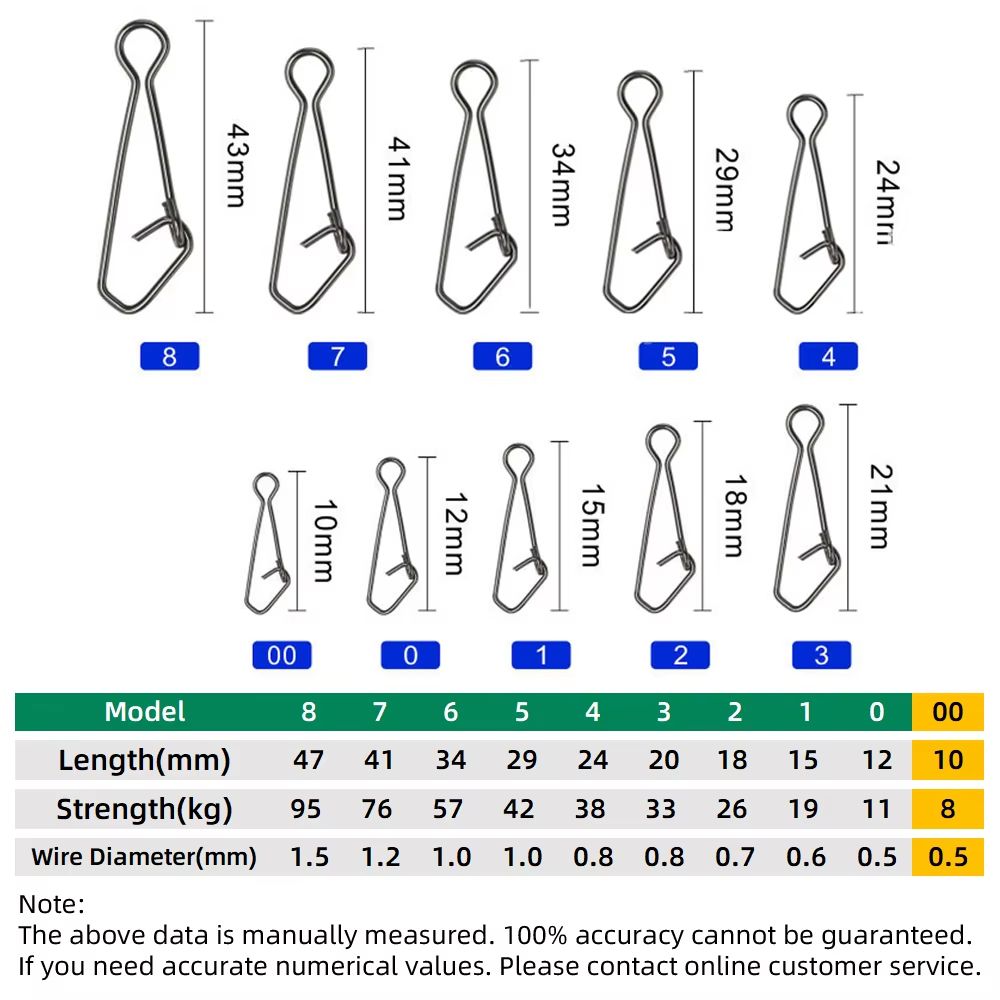 50Piece Stainless Steel Fast Lock Fishing Snap Swivel Connector Set 7