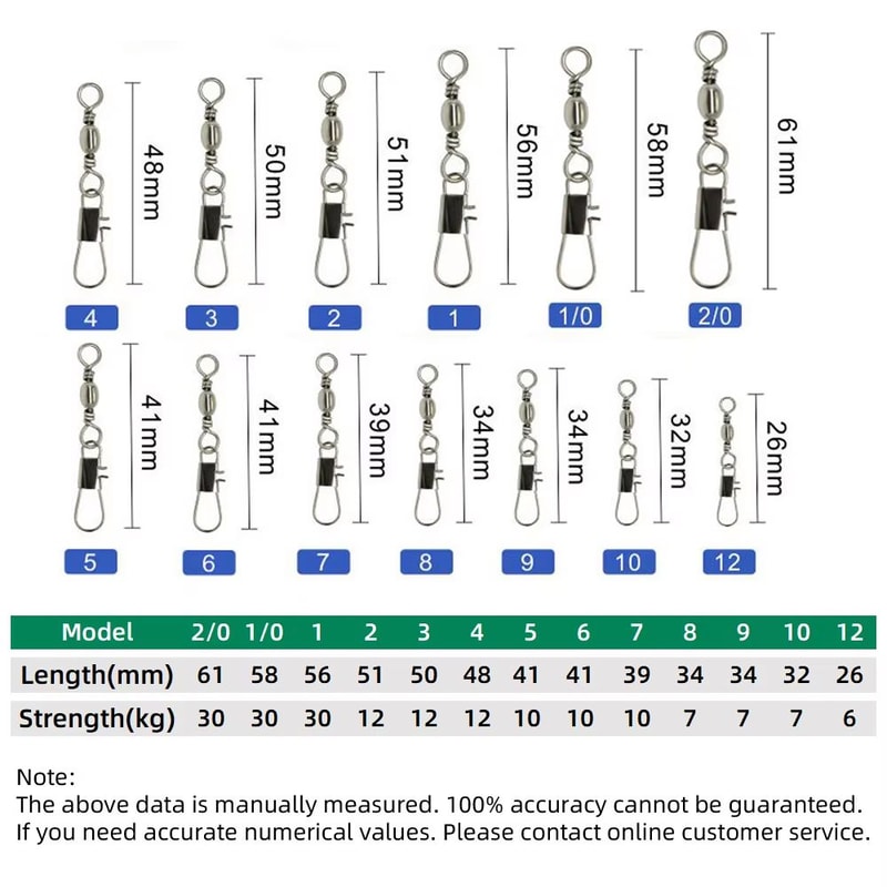 Carbon Steel Pike Fishing Barrel Bearing Rolling Swivel And Pin Connector Set 20100pcs 1