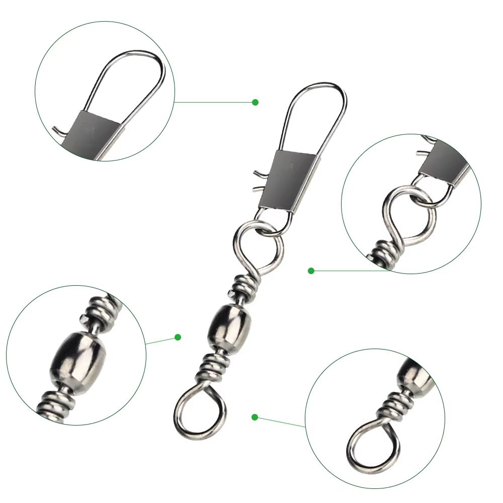 Carbon Steel Pike Fishing Barrel Bearing Rolling Swivel And Pin Connector Set 20100pcs 2