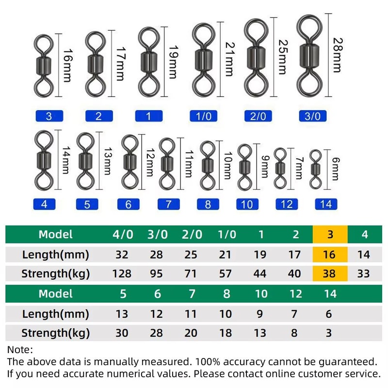 100Piece Stainless Steel Rolling Fishing Swivels And Ring Connectors Set 9