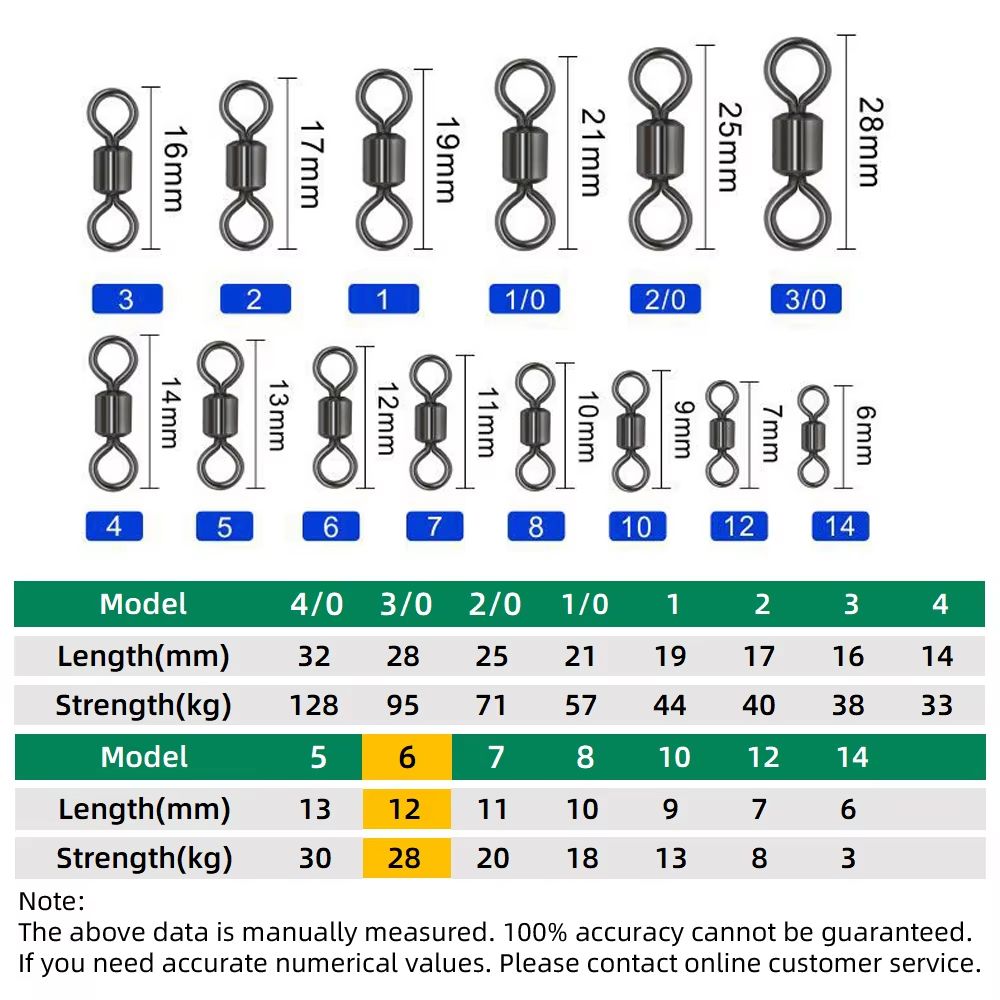 100Piece Stainless Steel Rolling Fishing Swivels And Ring Connectors Set 11