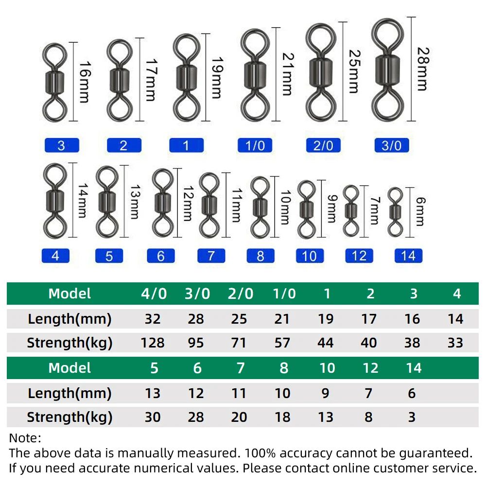 100Piece Stainless Steel Rolling Fishing Swivels And Ring Connectors Set 1