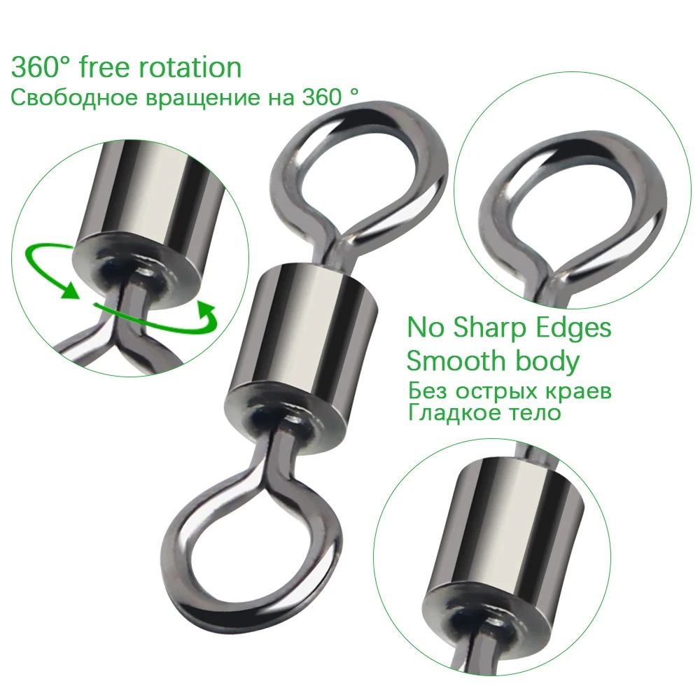 100Piece Stainless Steel Rolling Fishing Swivels And Ring Connectors Set 3