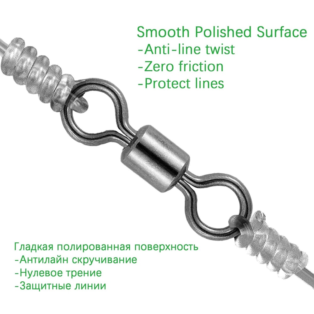 100Piece Stainless Steel Rolling Fishing Swivels And Ring Connectors Set 4