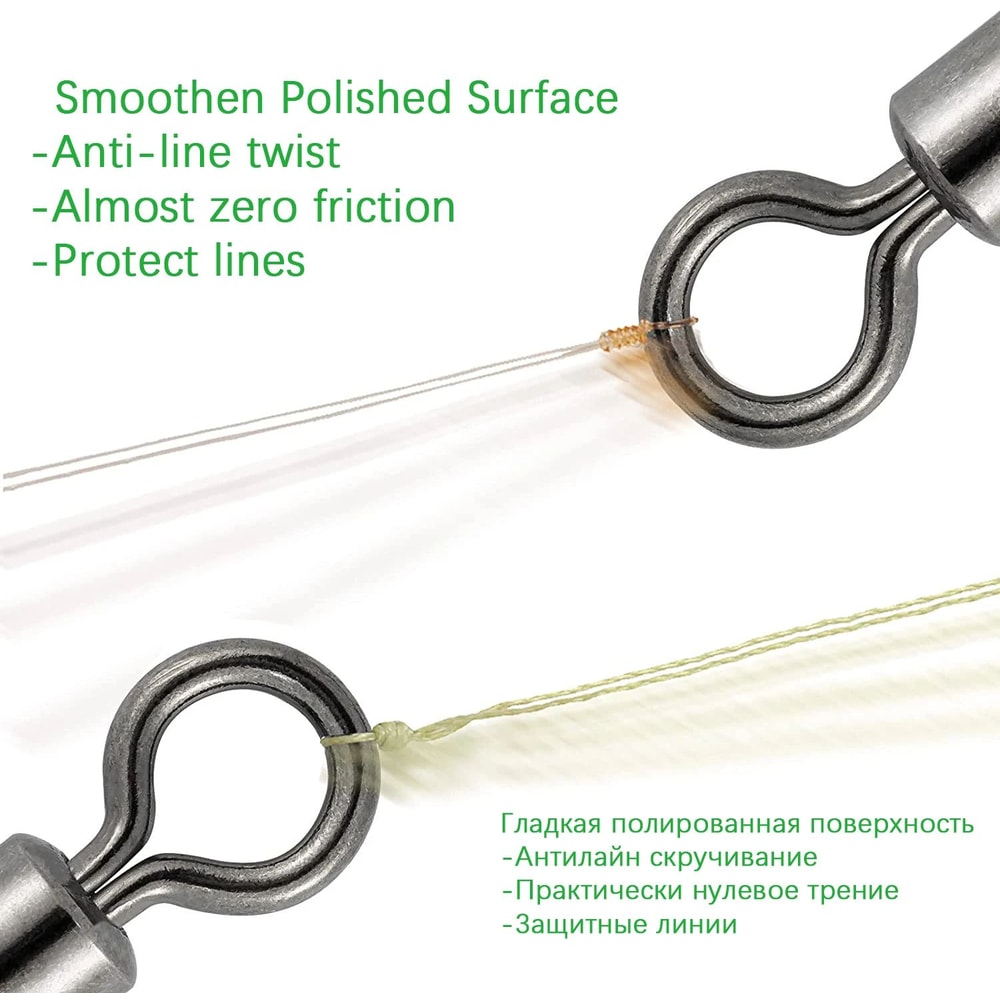 100Piece Stainless Steel Rolling Fishing Swivels And Ring Connectors Set 5