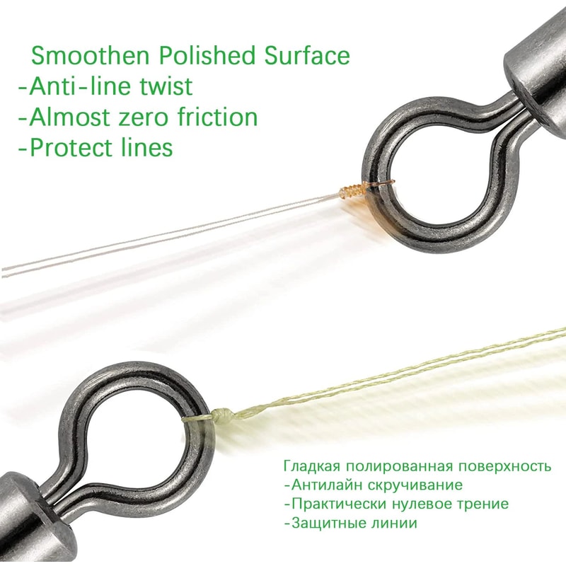 100Piece Stainless Steel Rolling Fishing Swivels And Ring Connectors Set 5