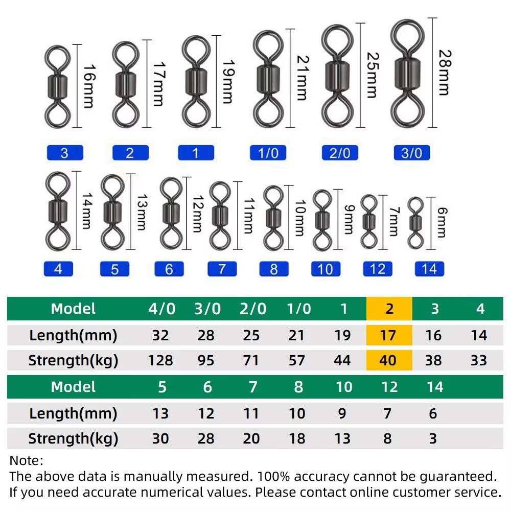 100Piece Stainless Steel Rolling Fishing Swivels And Ring Connectors Set 8