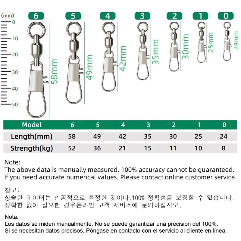 20Piece Ball Bearing Fishing Swivels With Interlock Snap Pin Stainless Steel 1