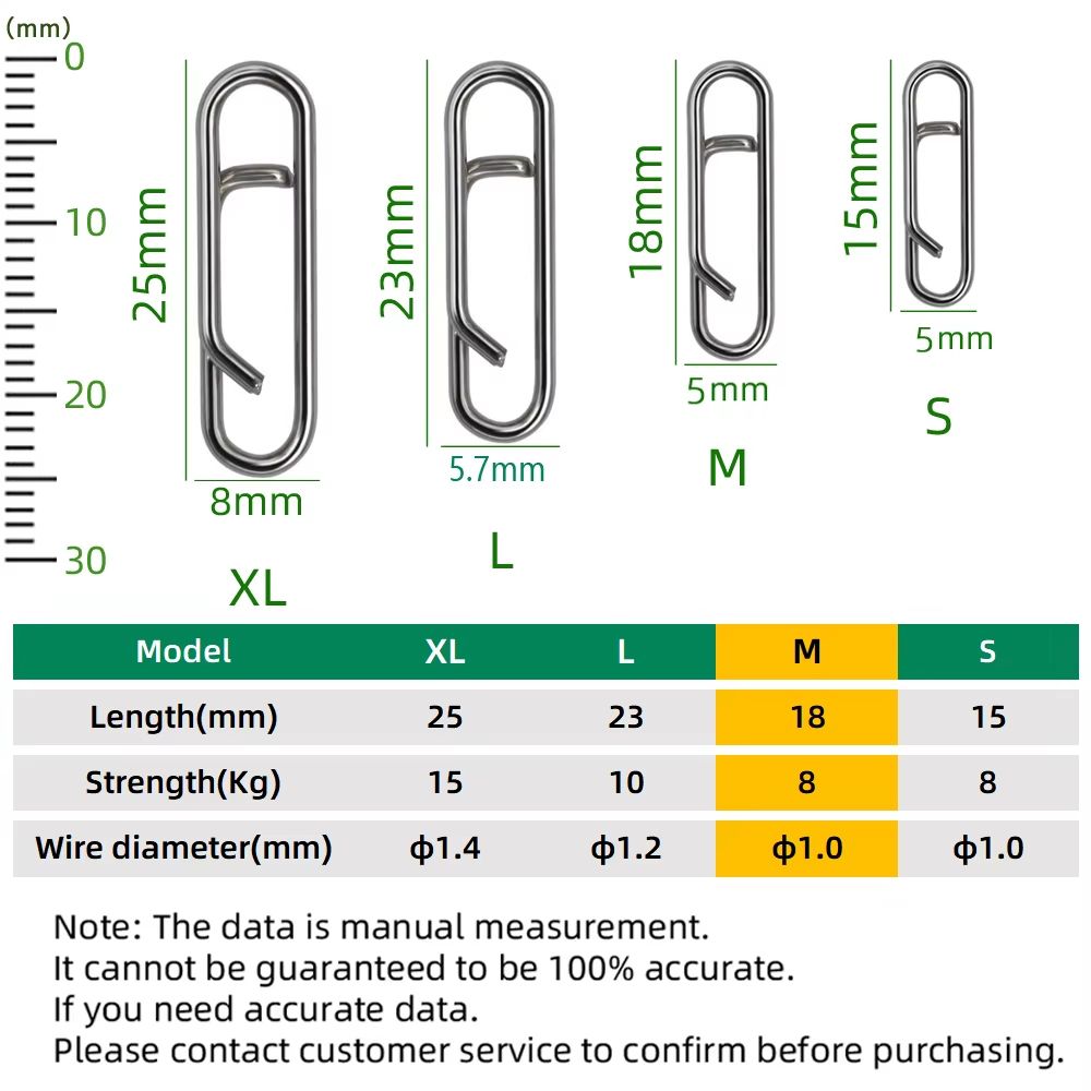 304 Stainless Steel Fishing Lure Snap Swivel Interlock Pin Connector Set 30100pcs 9