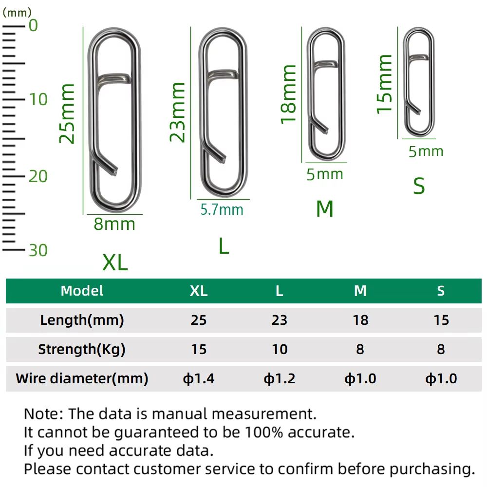 304 Stainless Steel Fishing Lure Snap Swivel Interlock Pin Connector Set 30100pcs 1