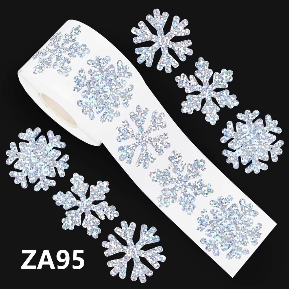 500Piece Laser Christmas Snowflake Stickers Waterproof SelfAdhesive Holiday Decorations 6