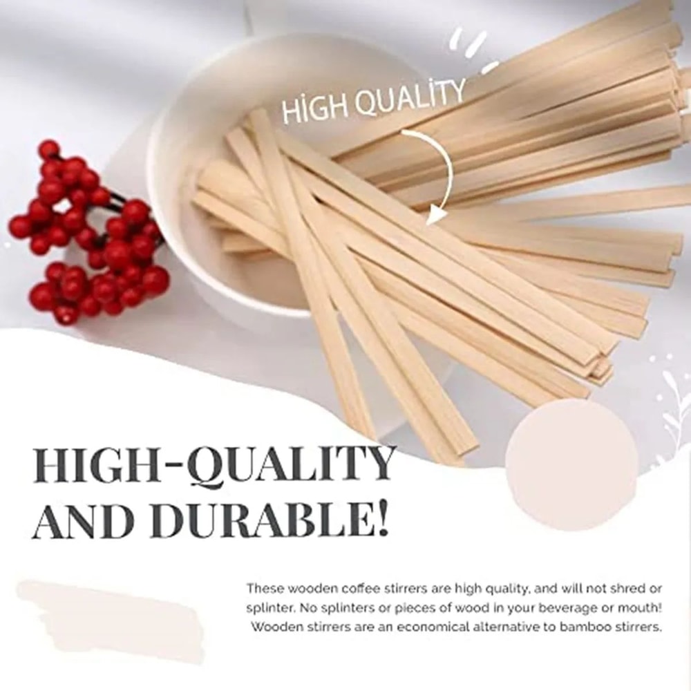 100Piece Wooden Coffee Stir Sticks Disposable Beverage Stirrers 1