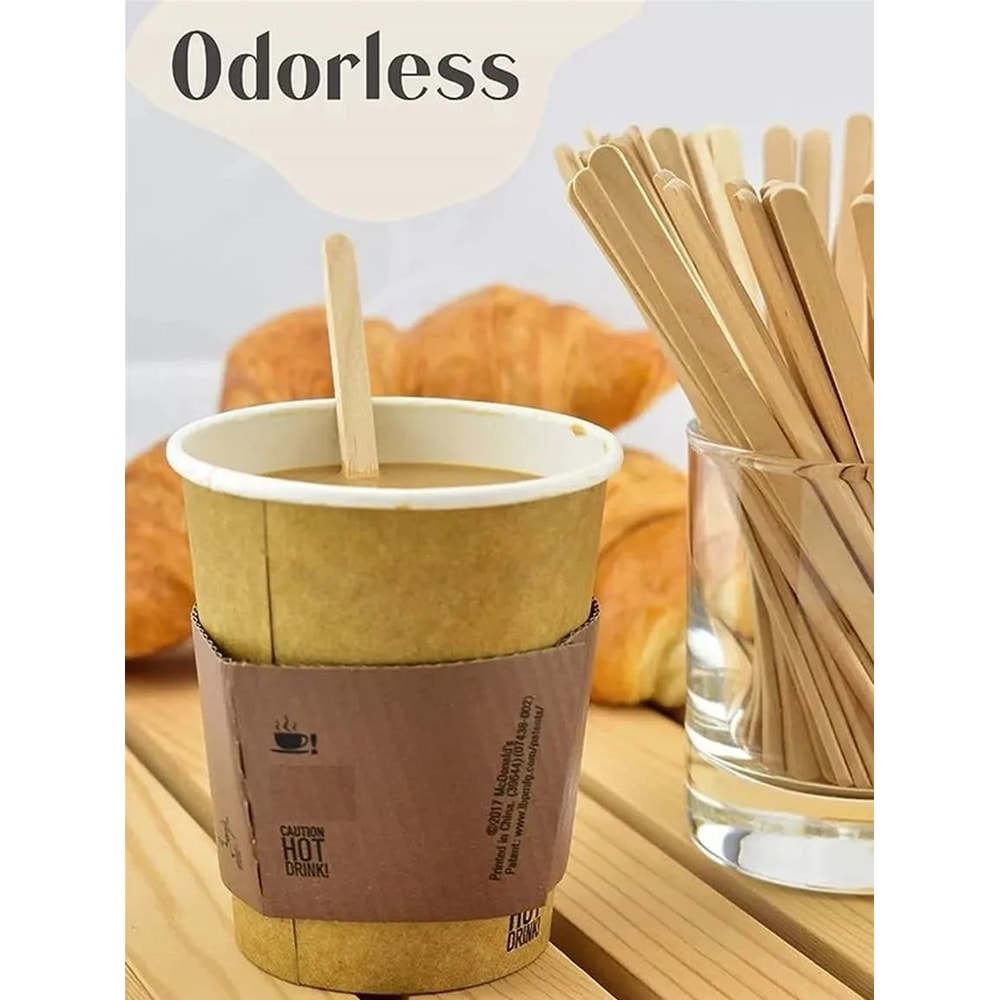 100Piece Wooden Coffee Stir Sticks Disposable Beverage Stirrers 4
