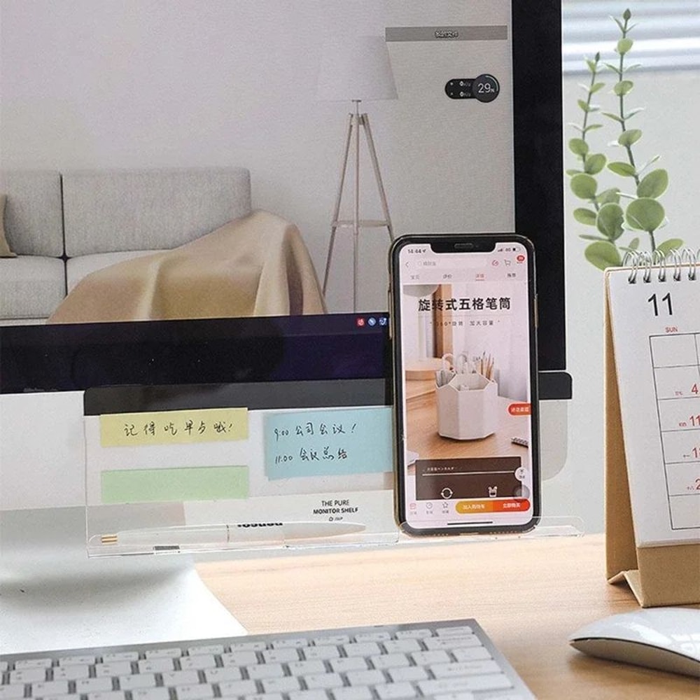 UnderMonitor Desk Storage Rack With Message Board And Phone Holder 3