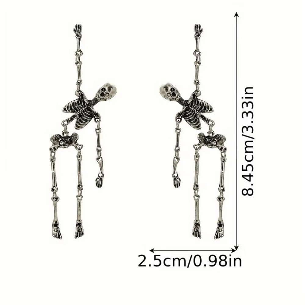 Halloween Skull Earrings Silver Or Bronze Pair For Party And Costume 5