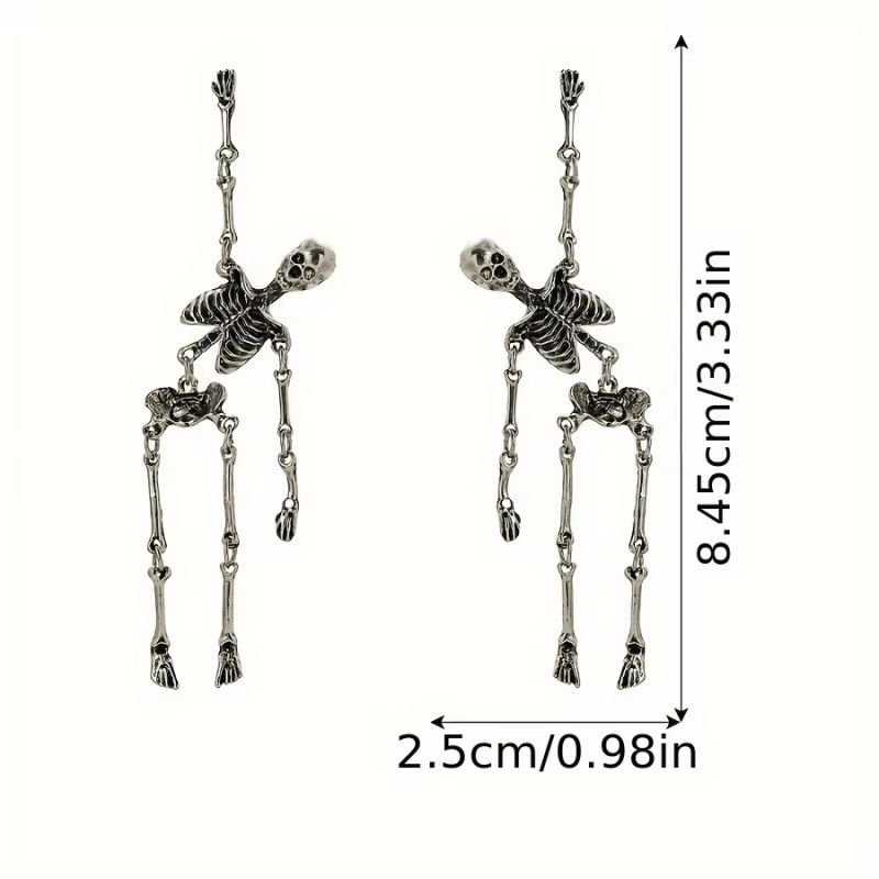Halloween Skull Earrings Silver Or Bronze Pair For Party And Costume 5